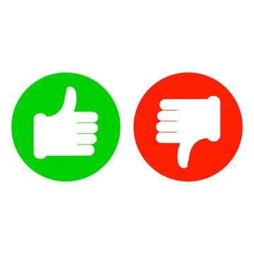 Thumb up and thumb down. Vector round flat icon. Stock Illustration