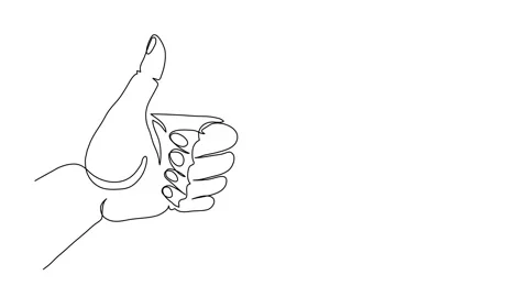 Thumb up, like, animated illustration. One continuous self drawing line Stock Footage 299790901