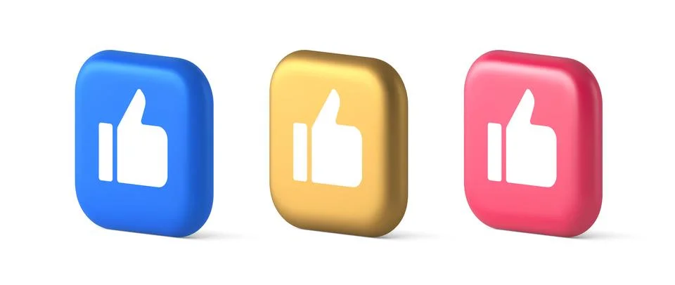 Like thumb up approve rating button confirmation cool website networking 3d.. Stock Illustration