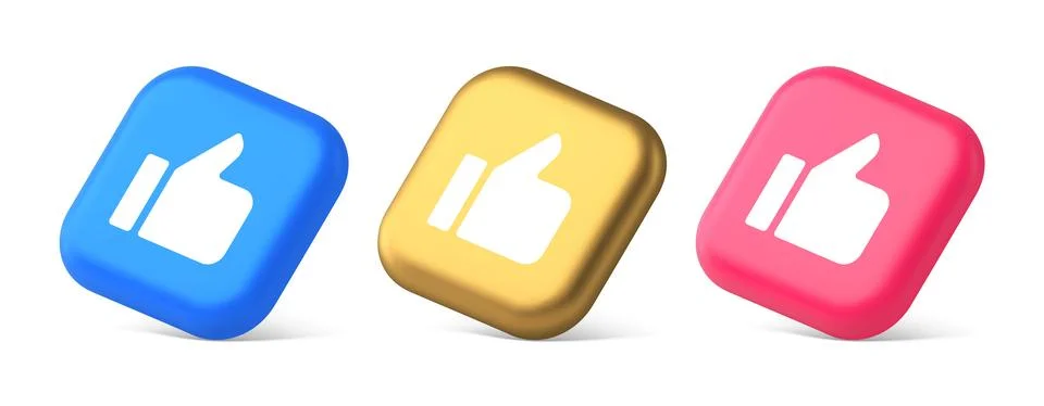 Like thumb up approve rating button confirmation cool website networking 3d.. Stock Illustration