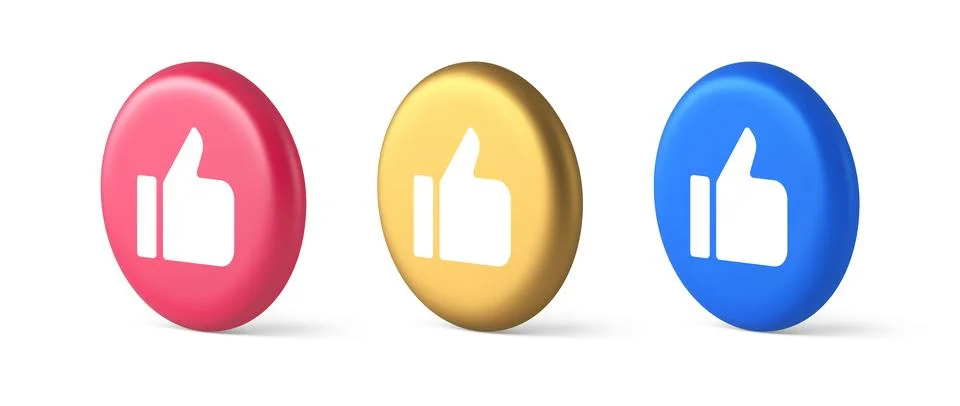 Like thumb up approve rating button confirmation cool website networking 3d r Stock Illustration