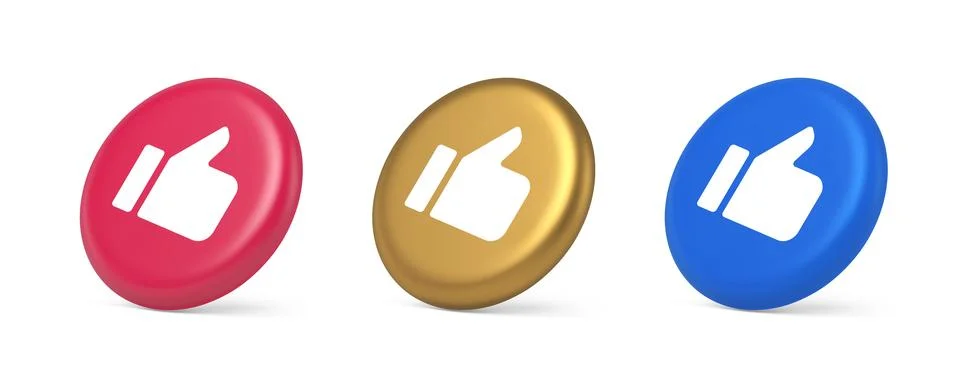 Like thumb up approve rating button confirmation cool website networking 3d.. Stock Illustration