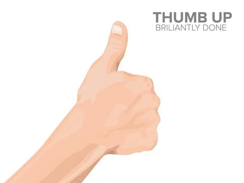 Thumb up brilliantly done Stock Illustration
