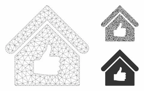 Thumb up Building Vector Mesh 2D Model and Triangle Mosaic Icon Ilustración de archivo