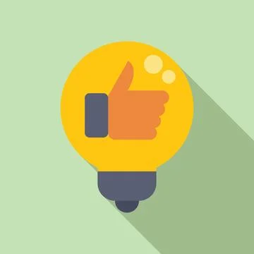 Thumb up bulb idea icon flat vector. Creative innovation 스톡 일러스트
