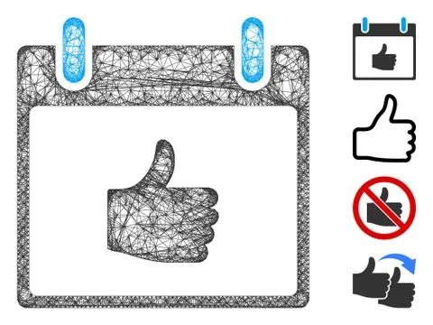 Thumb up Calendar Day Web Vector Mesh Illustration 스톡 일러스트