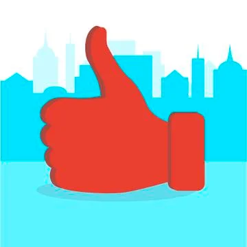 Like thumb up in city Stock Illustration