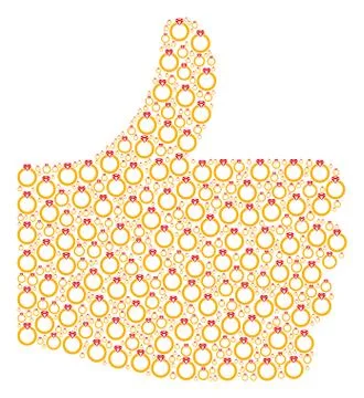 Thumb up Collage of Ruby Ring Icons Stock Illustration