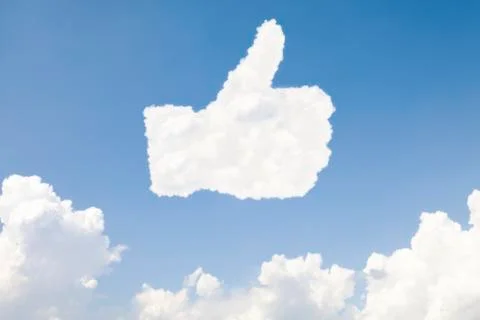 Thumb up concept text in clouds Stock Illustration
