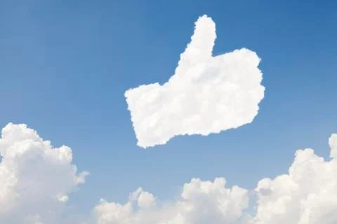 Thumb up concept text in clouds Stock Illustration