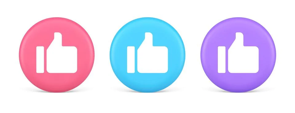 Thumb up like cool button cyberspace approve acceptance communication 3d real Stock Illustration
