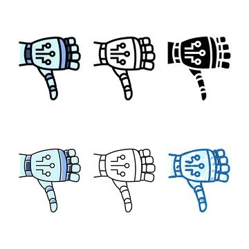 Thumb designs down robot hand gesture color icon vector Stock Illustration