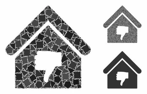 Thumb down building Composition Icon of Uneven Pieces Ilustración de archivo