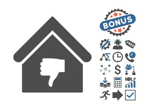 Thumb Down Building Flat Vector Icon With Bonus 스톡 일러스트