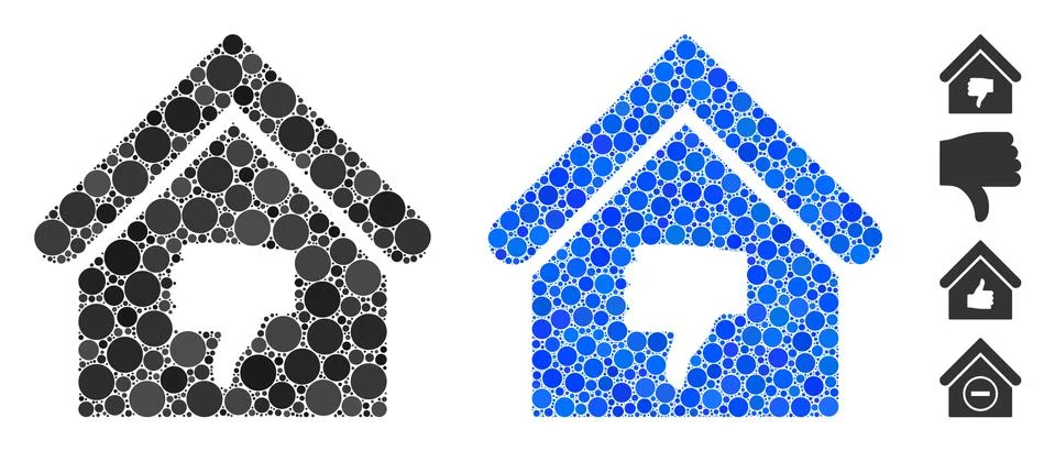 Thumb Down Building Mosaic Icon of Circles Ilustración de archivo