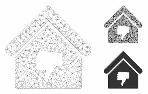 Thumb Down Building Vector Mesh Carcass Model and Triangle Mosaic Icon 스톡 일러스트