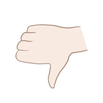 Thumb down. Dislike. Color vector drawing of a hand. Illustration in cartoon  Stock Illustration