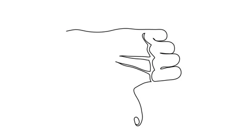 Thumb down, dislike. Hand gesture animated illustration. One continuous self Stock Footage 299790735