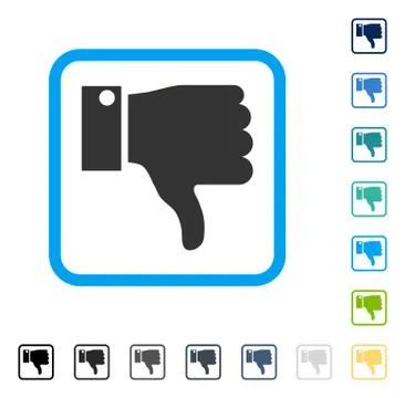 Thumb Down Framed Vector Icon Stock Illustration