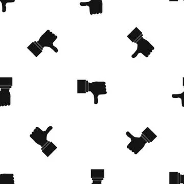 Thumb down gesture pattern seamless black Stock Illustration