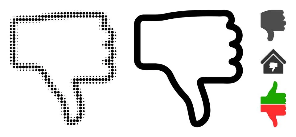Thumb Down Halftone and Solid Icon Stock Illustration
