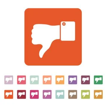 The thumb down icon. Against and no symbol. Flat Stock Illustration