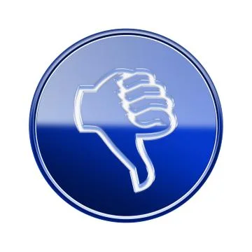 Thumb down icon glossy blue, isolated on white background. Stock-Illustration