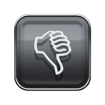 Thumb down icon glossy grey, isolated on white background Illustration