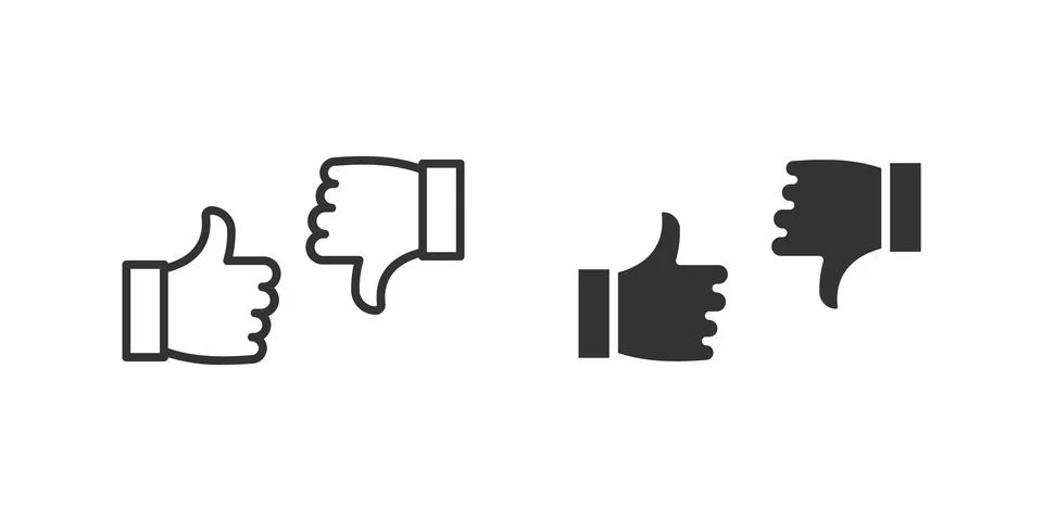 Thumb Up Down Icon Set. A black icon of thumbs up and down, representing fe.. Stock Illustration
