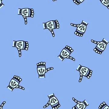 Thumb down robot hand gesture vector seamless pattern Stock Illustration