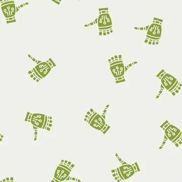 Thumb down robot hand gesture glyph seamless pattern Stock Illustration