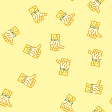 Thumb down robot hand gesture vector seamless pattern 스톡 일러스트