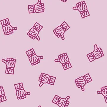 Thumb down robot hand gesture line vector seamless pattern Illustrazione stock