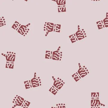 Thumb down robot hand gesture glyph vector seamless pattern Stock Illustration