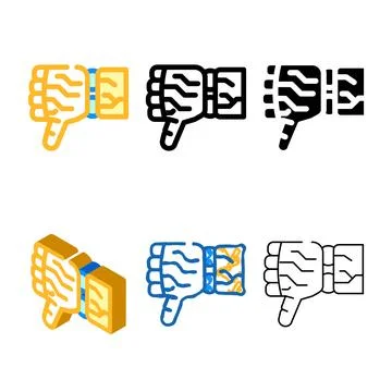 Thumb down robot hand gesture color icon vector minimal Stock Illustration