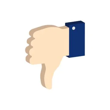 Thumb down symbol. Flat Isometric Icon or Logo. 3D Style Pictogram for Web De Stock Illustration