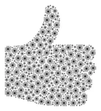 Thumb up Figure of Processor Icons Stock Illustration