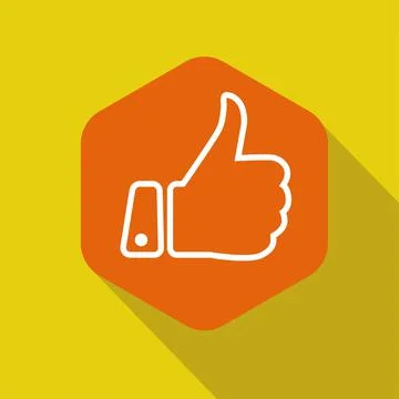 Thumb up flat icon vector illustration logo Isolated template. Illustrazione stock