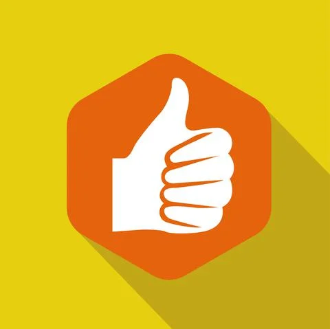 Thumb up flat icon vector illustration logo Isolated template. Illustrazione stock