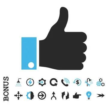 Thumb Up Flat Vector Icon With Bonus Stock Illustration
