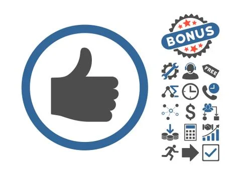 Thumb Up Flat Vector Icon With Bonus Stock Illustration
