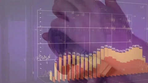 Thumb flipping top bill, hands counting, fanning dollar bills, grid and bars Stock Footage 329812368