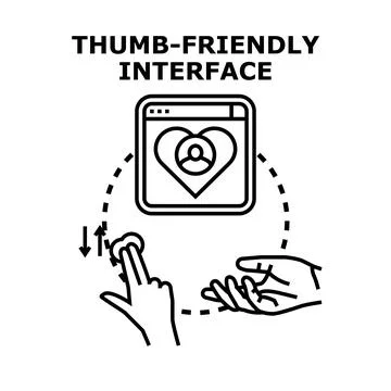 Thumb friendly interface designing for user experience Illustrazione stock