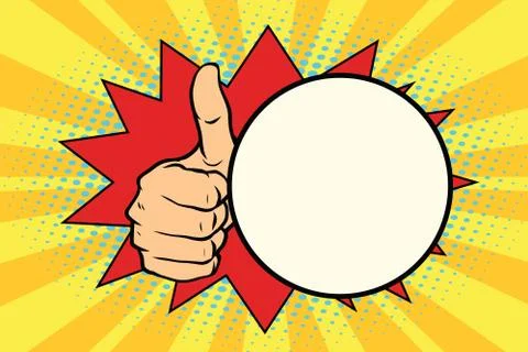 Thumb up gesture and a comic bubble Stock Illustration