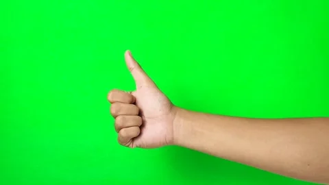 Thumb up gesture isolated on green screen chroma key. Stopping ride Stock Footage 291909739