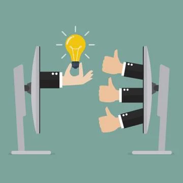 Thumb up for great idea online Stock Illustration