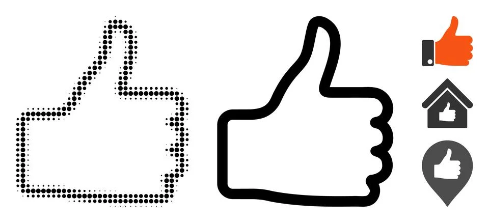 Thumb Up Halftone and Solid Icon Stock Illustration