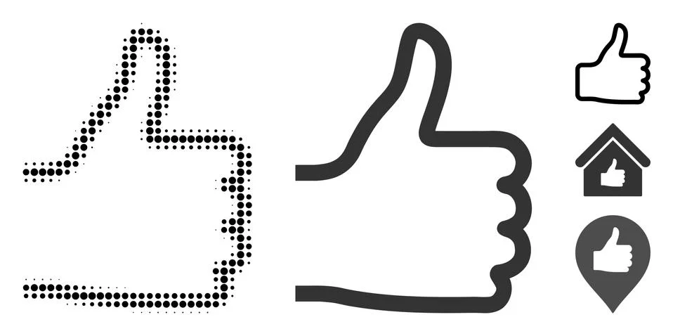 Thumb Up Halftone and Solid Icon Stock Illustration