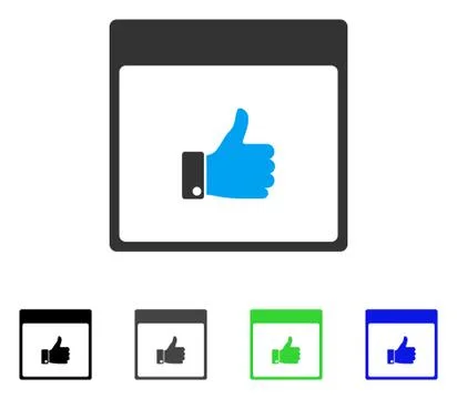 Thumb Up Hand Calendar Page Flat Icon Stock Illustration