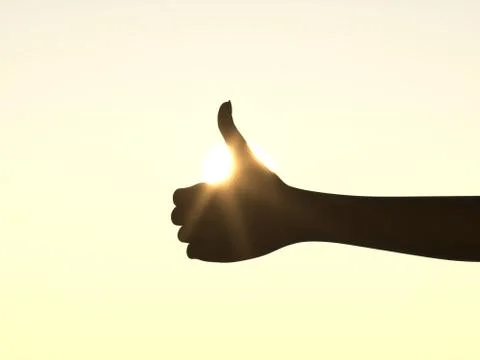 Thumb up - hand in front of sun Stock Illustration